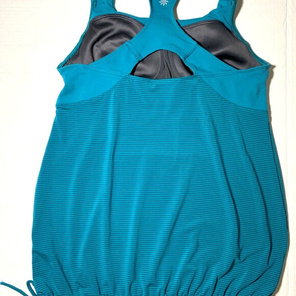 Athleta Skills & Drills Coastal Green Drawstring Built-In Bra Tank Top Women's M - Picture 6 of 9